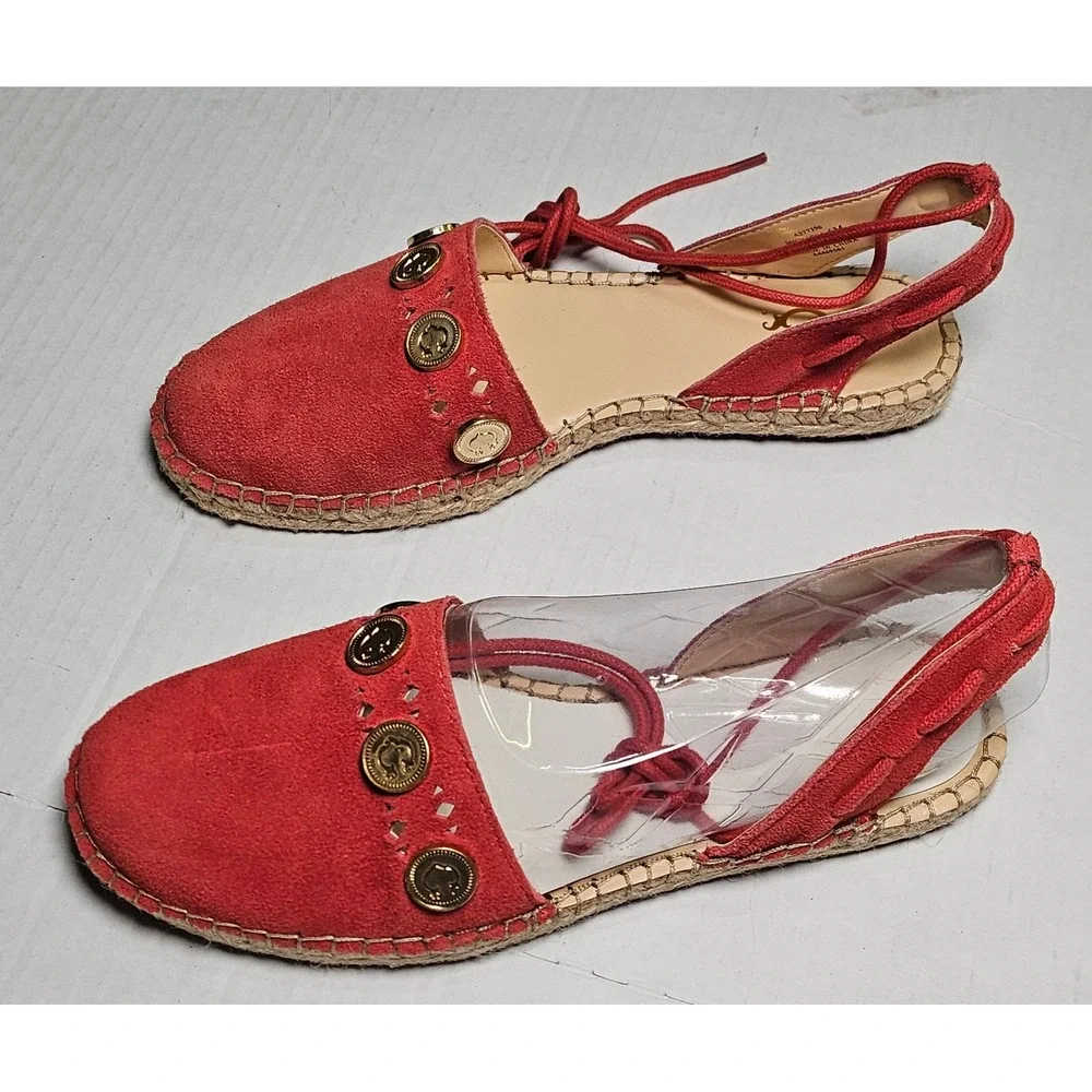C Wonder Michaela Red Suede Espadrille‎ Sandal Ankle Tie MICHAELA DIAQ Womens 6M